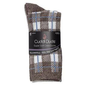 Cuddl Duds Super Soft Crew Sock Gray/Blue - 6 Pack